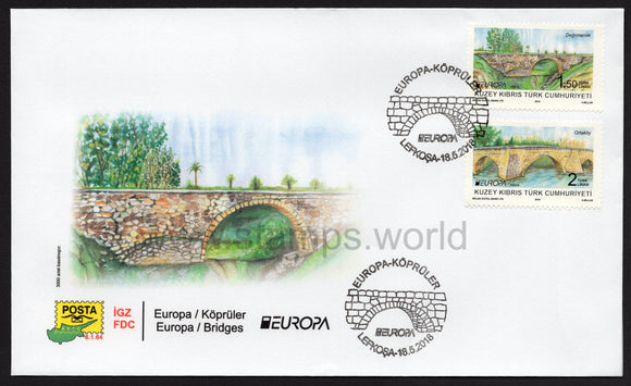 Cyprus Turkish. 2018 Europa. Bridges. FDC