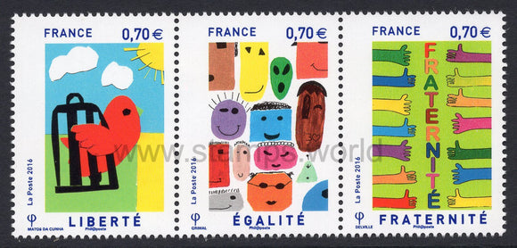 France. 2016 Liberty, Equality, Fraternity. MNH