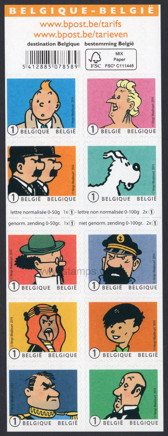 Belgium. 2014 Tintin and His Friends. Booklet. MNH
