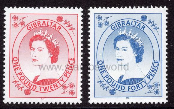Gibraltar. 2001 Queen Elizabeth II. Definitve stamps. MNH