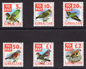 Gibraltar. 2002 Birds. To Pay Labels. MNH