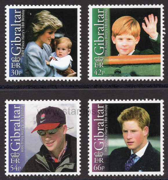 Gibraltar. 2002 Prince Harry's 18th Birthday. MNH