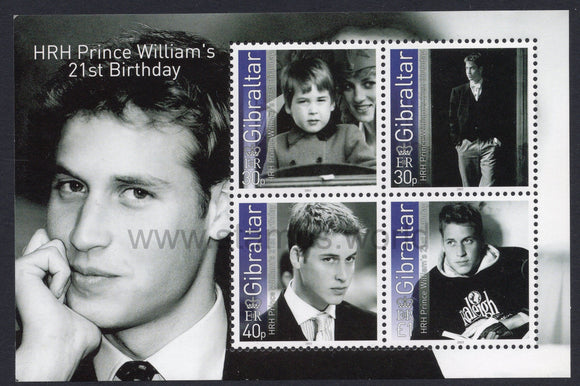 Gibraltar. 2003 Prince William's 21st Birthday. MNH