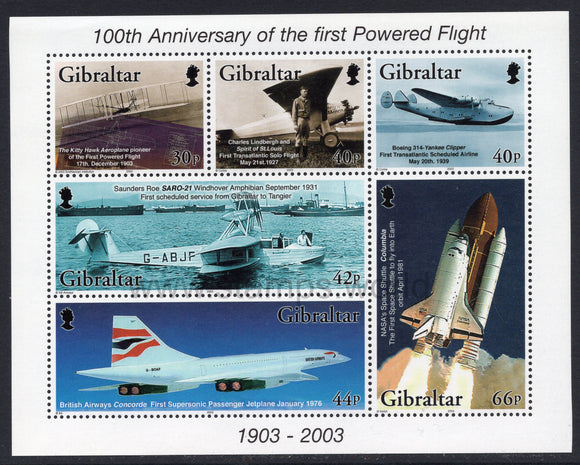 Gibraltar. 2003 100 Years of Powered Flight. MNH