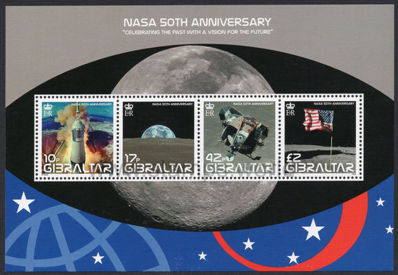 Gibraltar. 2008 The 50th Anniversary of NASA. MNH