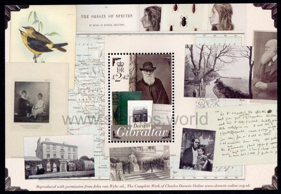 Gibraltar. 2009 Charles Darwin. MNH