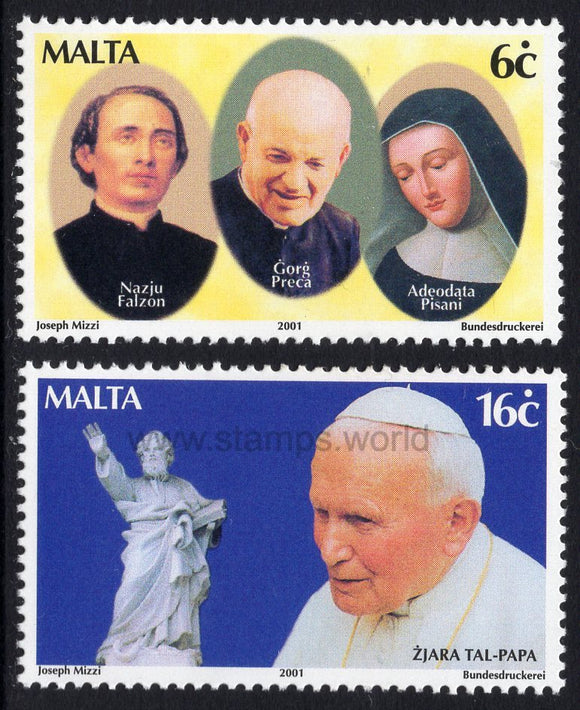 Malta. 2001 Visit of Pope John Paul II. MNH