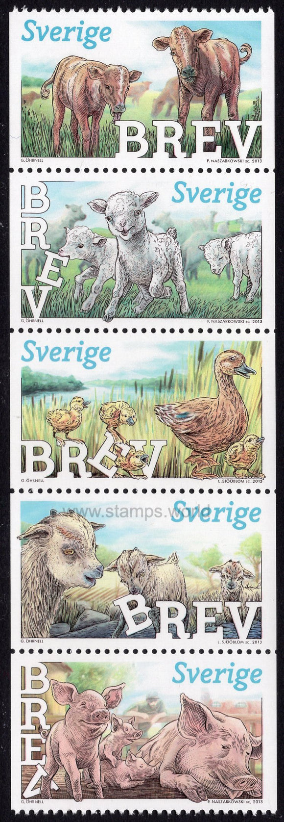 Sweden. 2013 Animal Babies. MNH
