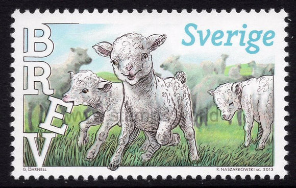 Sweden. 2013 Animal Babies. Full perforated. MNH