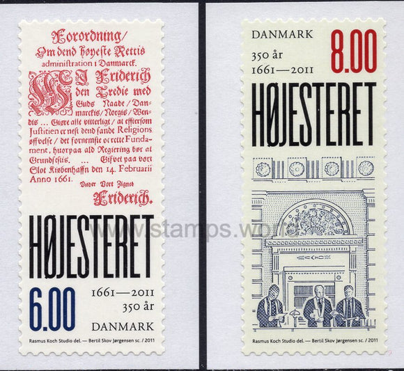 Denmark. 2011 350th Anniversary of the Supreme Court. MNH
