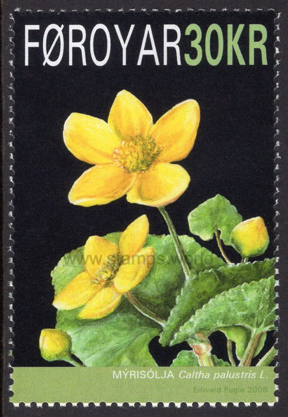 Faroe Islands. 2008 Marsh Marigold - Faroese National Flower. MNH