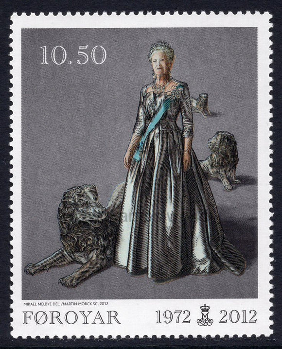 Faroe Island. 2012 40th Anniversary of the Coronation of Queen Margrethe II. MNH