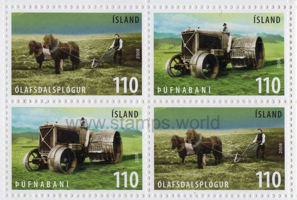Iceland. 2008 Old Agricultural Tools. (4 x 110 ISK). Booklet. MNH