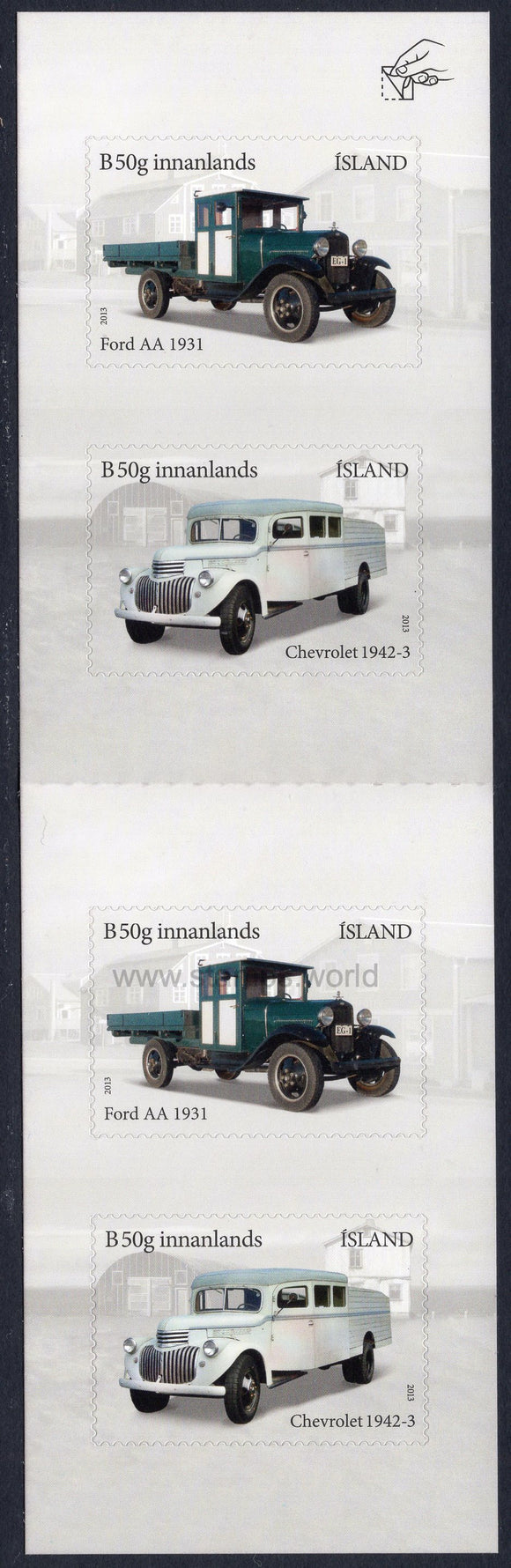 Iceland. 2013 Automobile Age. (4x50g domestic). Booklet. MNH