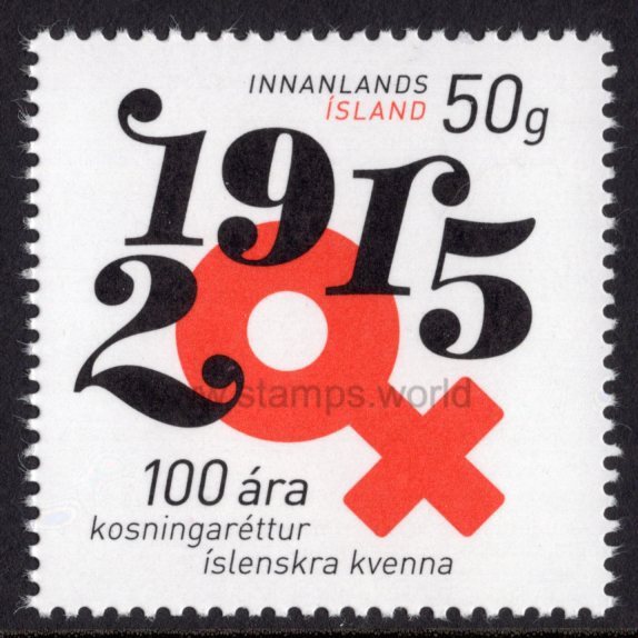 Iceland. 2015 100 years of Women's Suffrage. MNH