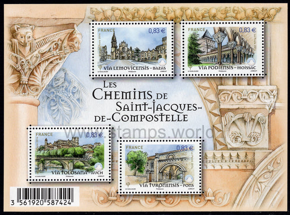 France. 2014 Paths of Saint-Jacques de Compostelle. MNH