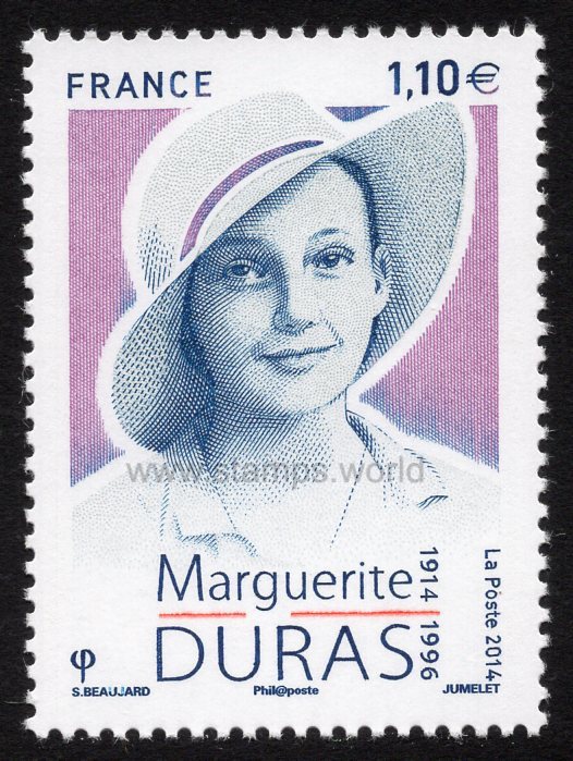 France. 2014 Marguerite Duras. MNH