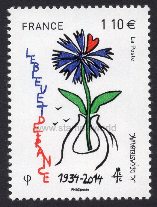 France. 2014 80th Anniversary of Bleuet de France. MNH