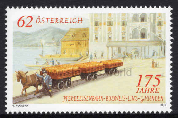 Austria. 2011 175 years of Budweis - Linz - Gmunden horse-drawn railway. MNH