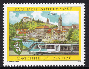 Austria. 2011 Day of the Stamp. Graz railway. "Desiro" railcar. MNH