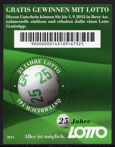 Austria. 2011 25 years of "6 from 45" Lottery. MNH
