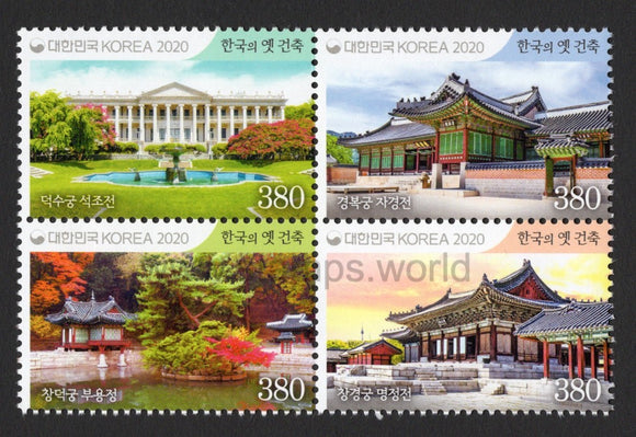 South Korea. 2020 The Historic Architecture. Royal Palaces. MNH