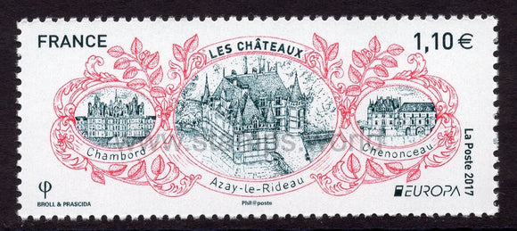 France. 2017 Europa. Castles. Chateau d'Azay-le-Rideau. MNH