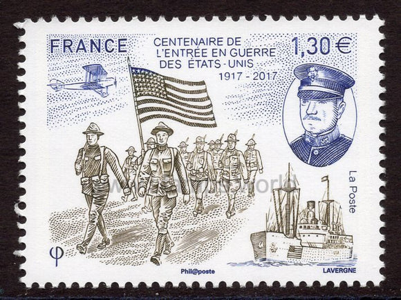 France. 2017 100 years of the USA joining WWI. MNH