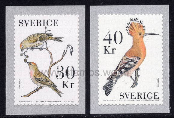Sweden. 2016 Birds. Hoopoe and Redpoll. MNH