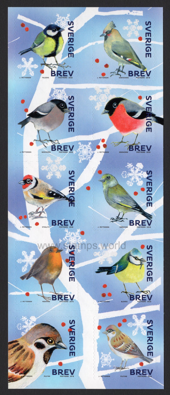Sweden. 2018 Winter Birds. MNH