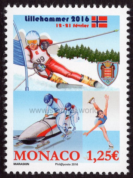 Monaco. 2016 Winter Youth Olympics. Lillehammer. MNH