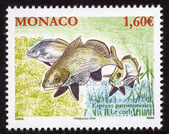 Monaco. 2016 National Species. The Brown Meagre. MNH