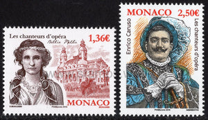 Monaco. 2016 Opera Singers. Nellie Melba and Enrico Caruso. MNH