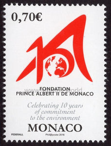 Monaco. 2016 10th Anniversary of Prince Albert II of Monaco Foundation. MNH