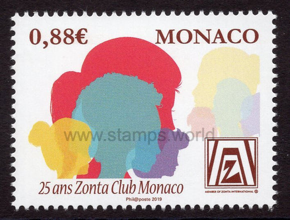 Monaco. 2019 25th Anniversary of Zonta Club Monaco. MNH