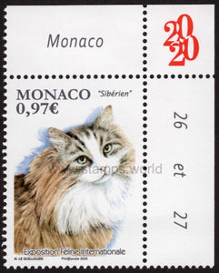 Monaco. 2020 International Cat Show. MNH