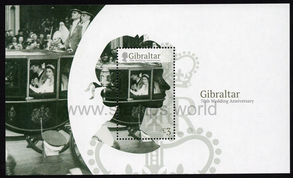 Gibraltar. 2017 70th Wedding Anniversary. Queen Elizabeth II & Prince Philip. MNH