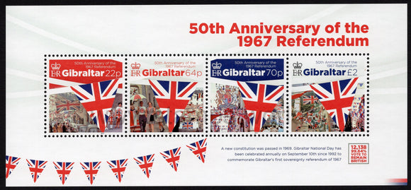 Gibraltar. 2017 50th Anniversary of the 1967 Referendum. MNH