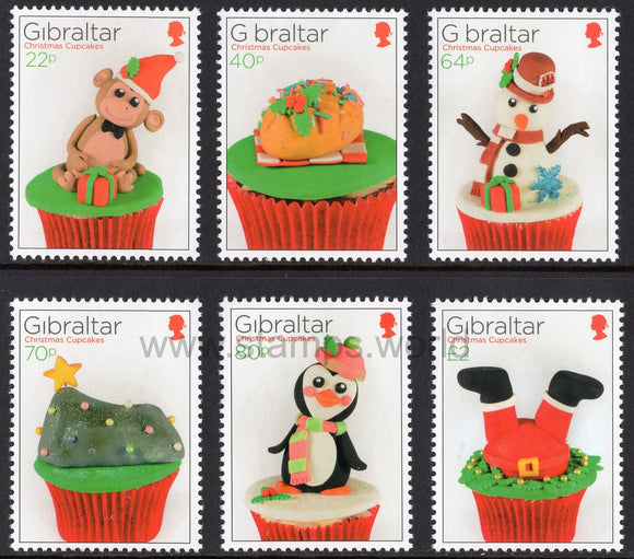 Gibraltar. 2017 Christmas. Cupcakes. MNH