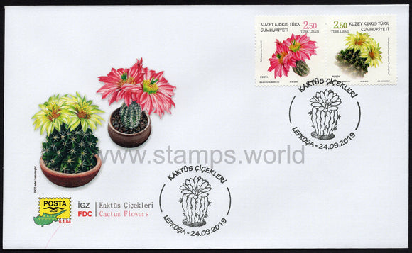 Cyprus Turkish. 2019 Cactus Flowers. FDC