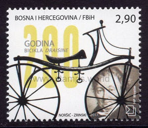 Bosnia and Herzegovina. Mostar. 2017 200th Anniversary of the draisine bicycle. MNH