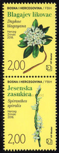 Bosnia and Herzegovina. Mostar. 2018 Flora. Daphne blagayana and Autumn lady's-tresses. MNH