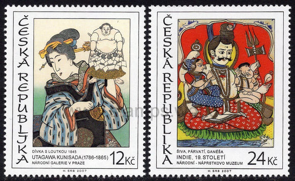 Czech Republic. 2007 Oriental Art. Japanese woodcut and Art of India. MNH