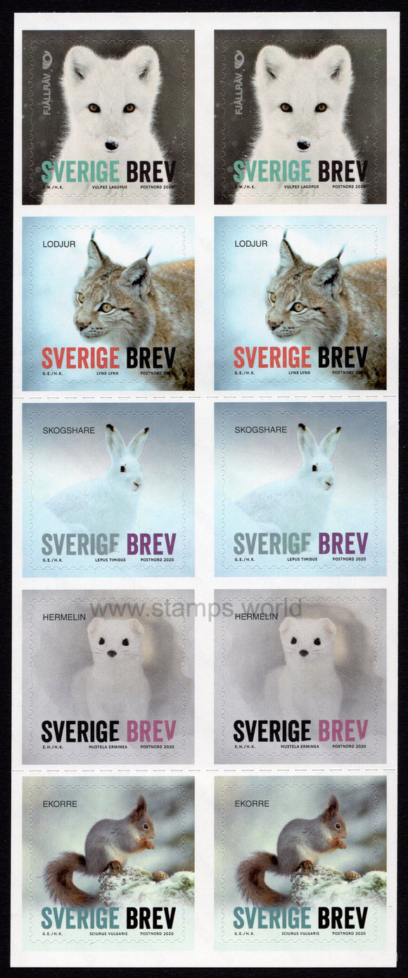 Sweden. 2020 Winter Animals. Booklet. MNH