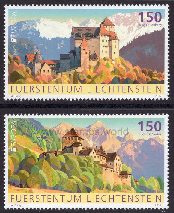 Liechtenstein. 2017 Europa. Palaces and Castles. MNH