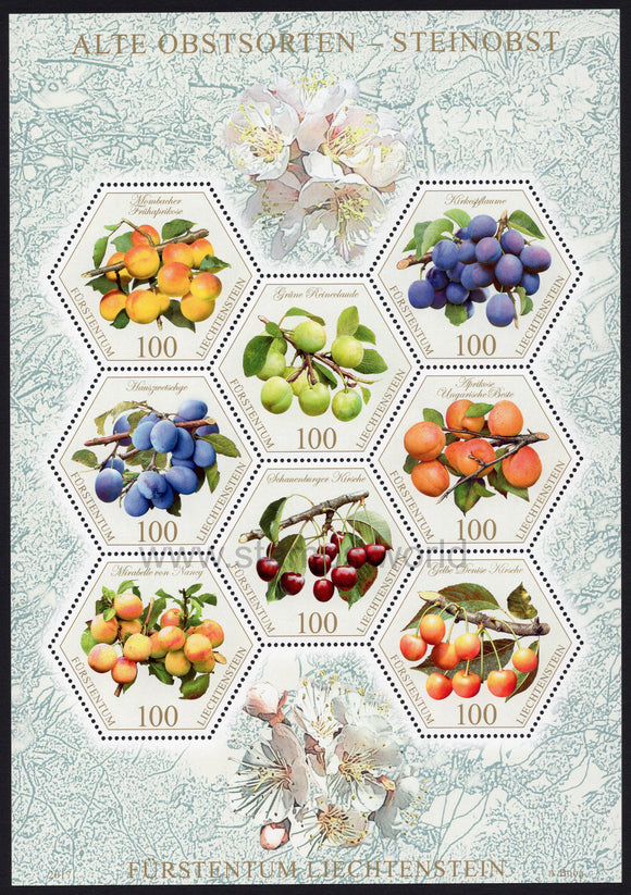 Liechtenstein. 2017 Old fruit varieties: Stone fruit. MNH