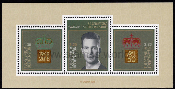 Liechtenstein. 2018 50th Birthday of H.S.H. Hereditary Prince Alois. MNH
