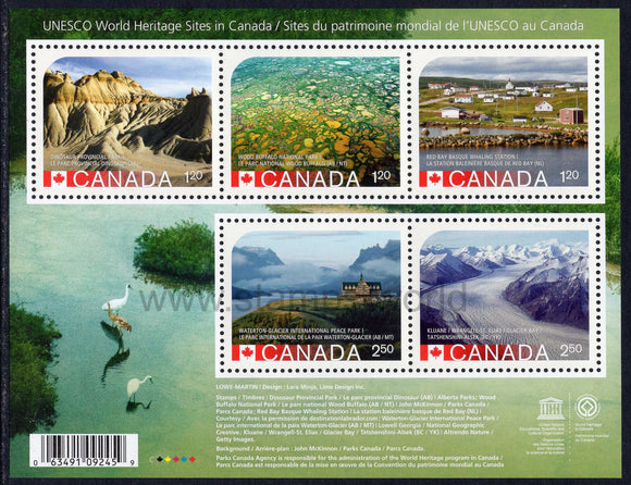Canada. 2015 UNESCO World Heritage Sites. MNH