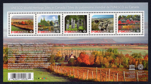 Canada. 2016 UNESCO World Heritage Sites. MNH