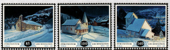Liechtenstein. 2014 Christmas. Mountain chapels. MNH